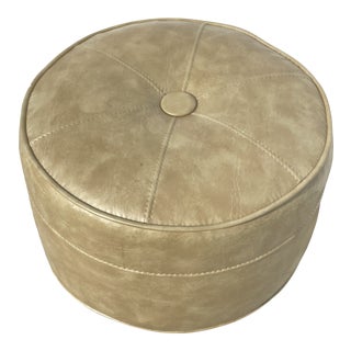 Vintage Babcock-Phillipe Inspired Vinyl Wheeled Ottoman For Sale
