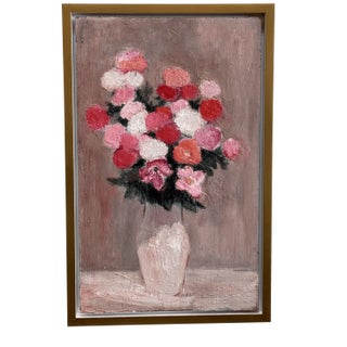 Mid 20th Century Un Bouquet De Fleurs, Oil on Board, by Anna Costa (1922-2022) France For Sale