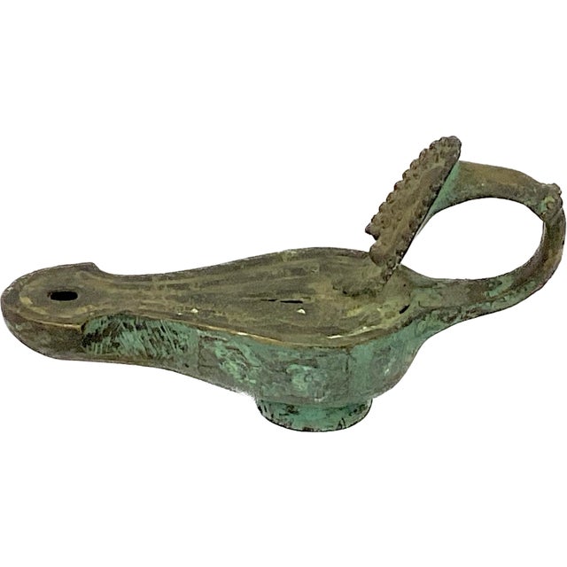 Roman Bronze Oil Lamp With Theatrical Mask Handle For Sale In Tampa - Image 6 of 7