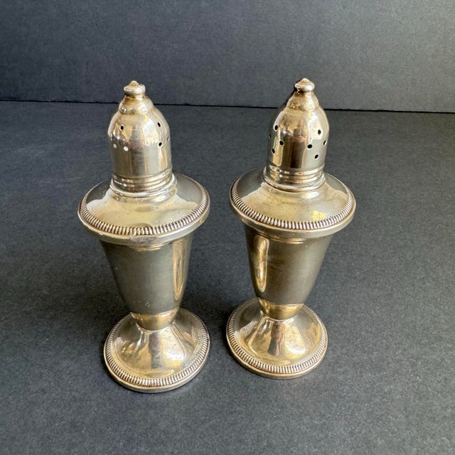 Art Deco Sterling Silver Salt and Pepper Shakers Raimond Vintage Holiday Entertaining For Sale - Image 3 of 10