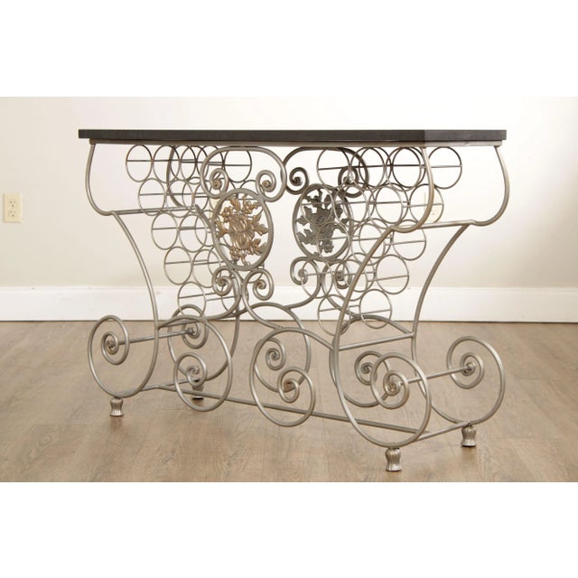 Late 20th Century French Style Wrought Iron Slate Top Wine Rack For Sale - Image 4 of 13