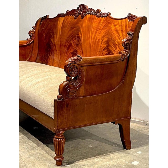 19th Century Russian Neoclassical Flame Mahogany Sofa For Sale - Image 11 of 12