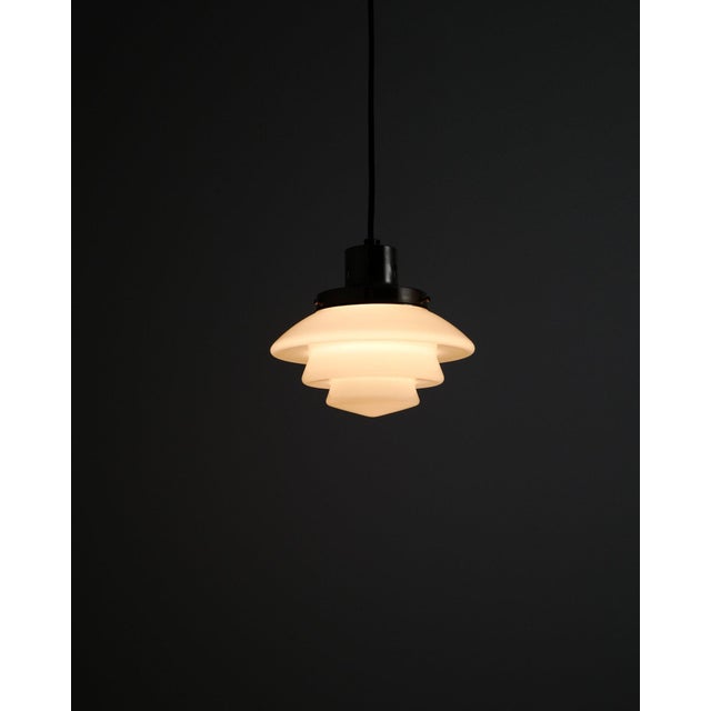 Mid-Century Finnish Glass & Chrome 1612 Pendant from Taito, Finland, 1940s For Sale - Image 4 of 6