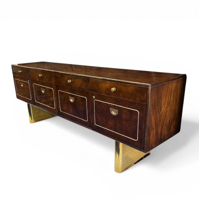 Luxury, pure and simple. Well maybe not so simple… this burled Carpathian elm wood credenza wears it’s gold trim like fine...