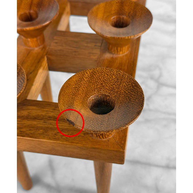 Wood Mid-Century Danish Teak Sculptural Candelabra Candlestick Holder For Sale - Image 7 of 9