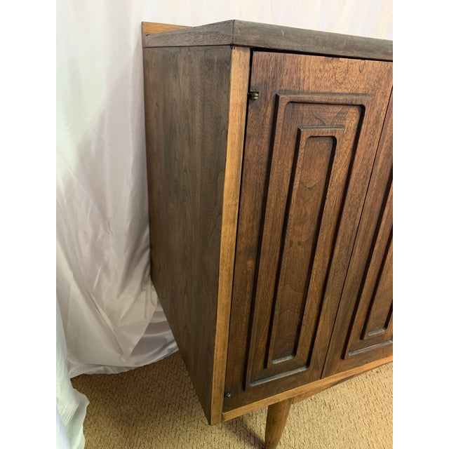 Wood Vintage Broyhill Sculptra Credenza | 3 Drawers | 2 Cabinets | Partially Refinished For Sale - Image 7 of 12