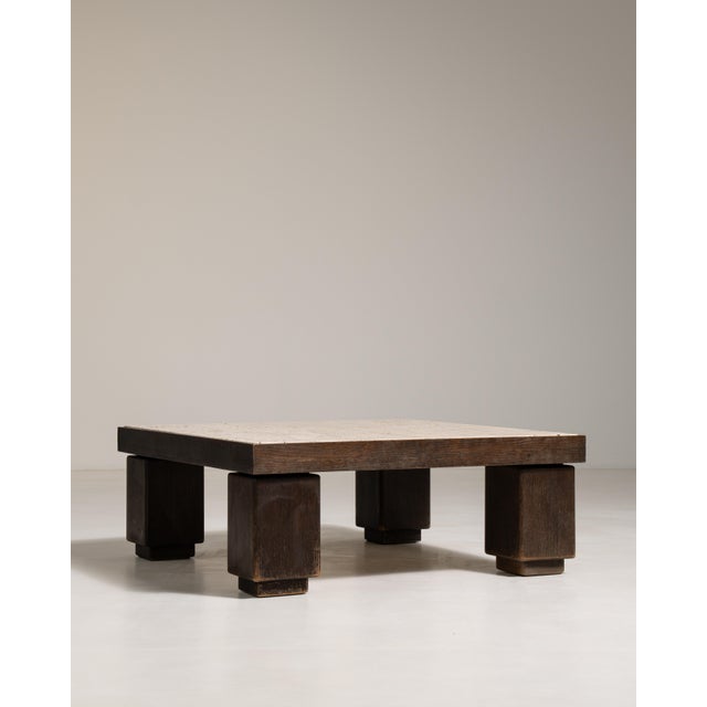 1970s Brutalist Coffee Table with Travertine Top For Sale In Greensboro - Image 6 of 9