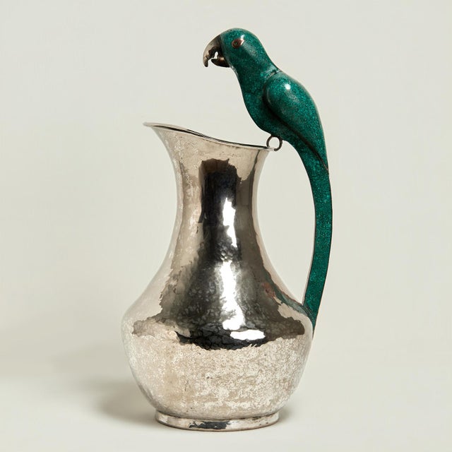 Vintage Silver Plate Pitcher With Parrot Handle by Alfredo Villasana For Sale - Image 4 of 8