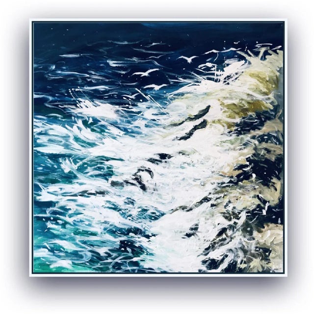 "Rocky Coast" Contemporary Seascape Acrylic Painting For Sale - Image 9 of 9