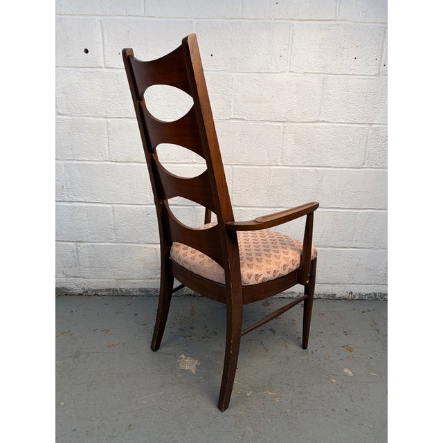 Set of Six Mid-Century Upholstered Walnut Dining Chairs by Thomasville For Sale - Image 10 of 17