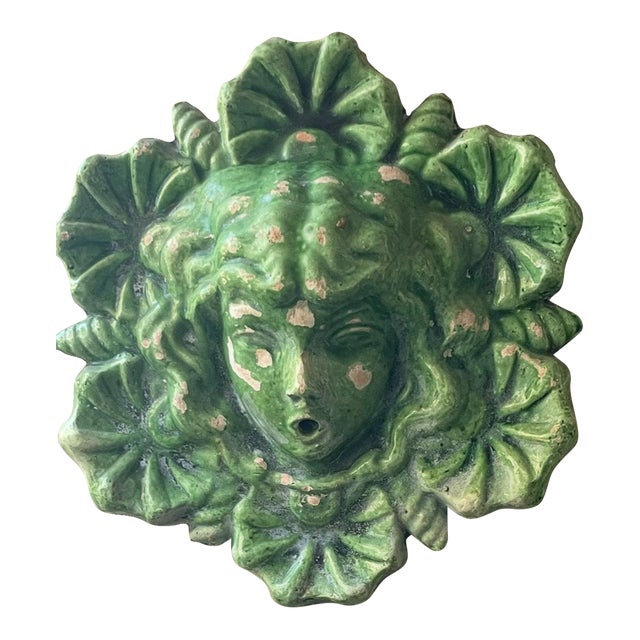 Early 21st Century Glazed Green Ceramic Anduze Nymph Garden Ornament For Sale