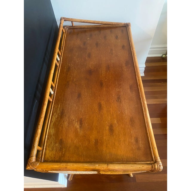 Vintage Bohemian Boho Chic Rattan Bamboo Writing Desk For Sale - Image 10 of 12
