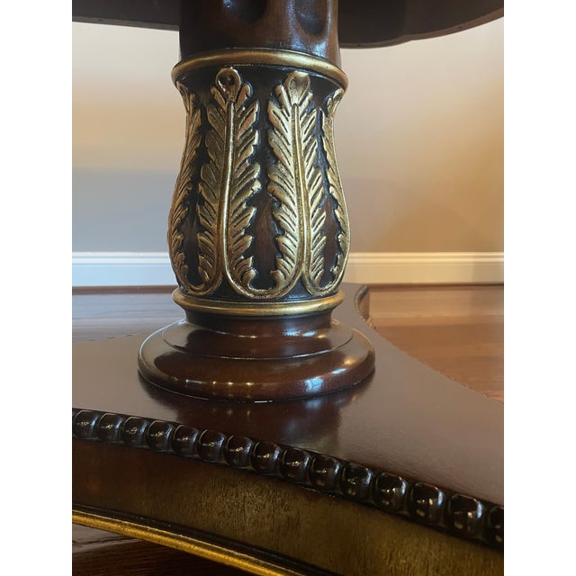 1990s Ej Victor Regency Mahogany Chippendale Dining Room Table and Set of 14 Chairs With by Gold Leaf Accents For Sale - Image 11 of 18