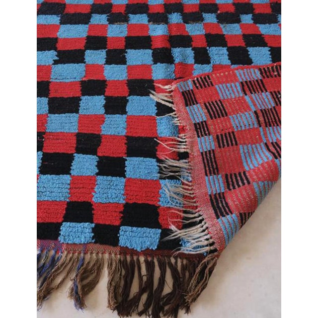 Textile 1990s Checkered Moroccan Rug - 7.4 X 4.8 Ft For Sale - Image 7 of 7