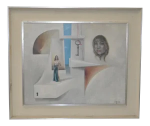 1970s Vintage Surreal Painting by Carlo Wahlbeck