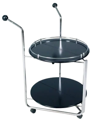Vintage Chromed-Steel & Lacquered Wood Bar Trolley, 1990s