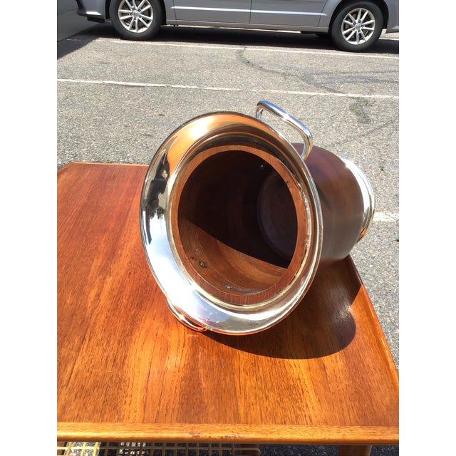 Late 20th Century Mid-Century Modern Brass and Walnut Champagne Cooler For Sale - Image 4 of 11