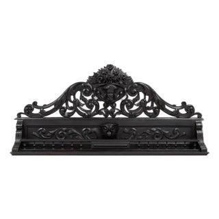Baroque Carved Black Wooden Sculptured Shelf, France, 1850s For Sale