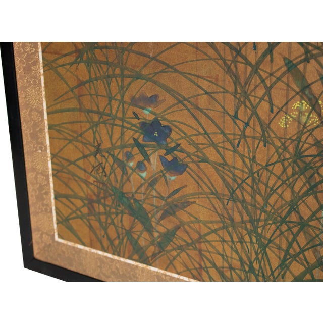 "Quails and Pampas Grass" by Koga, 1970s Showa Era Japanese Byobu Screen For Sale - Image 12 of 18