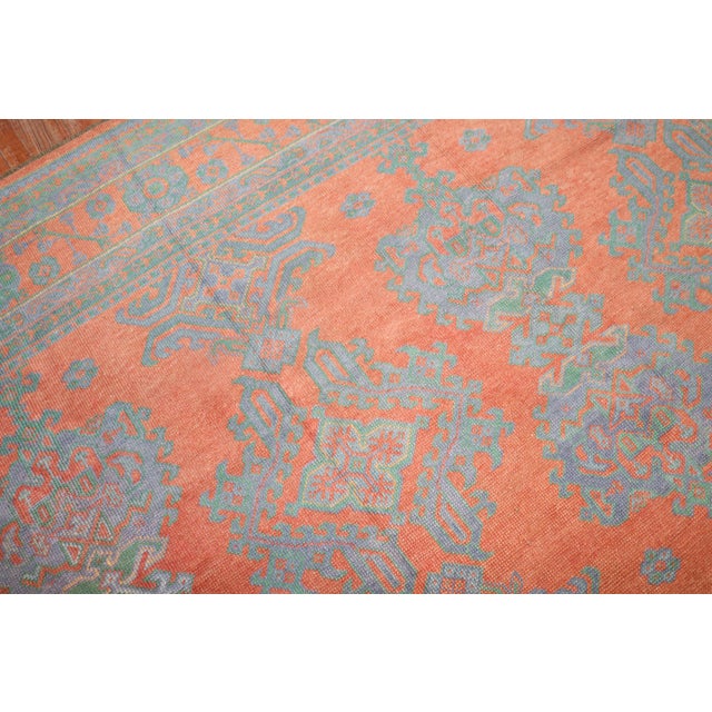 Textile Bright Coral Antique Oushak Rug, 11'4'' X 14'1'' For Sale - Image 7 of 18