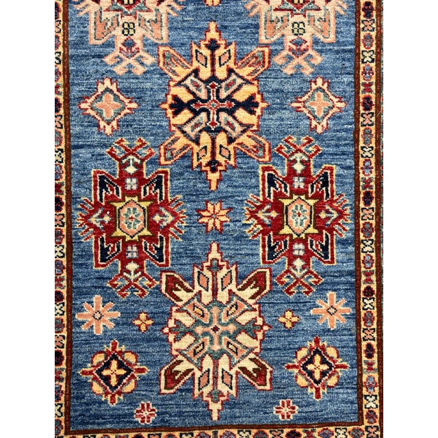 Late 20th Century 3ft 4in × 10ft 4in Kazak Tribal Hand-Knotted Runner Rug, Vintage For Sale - Image 5 of 12