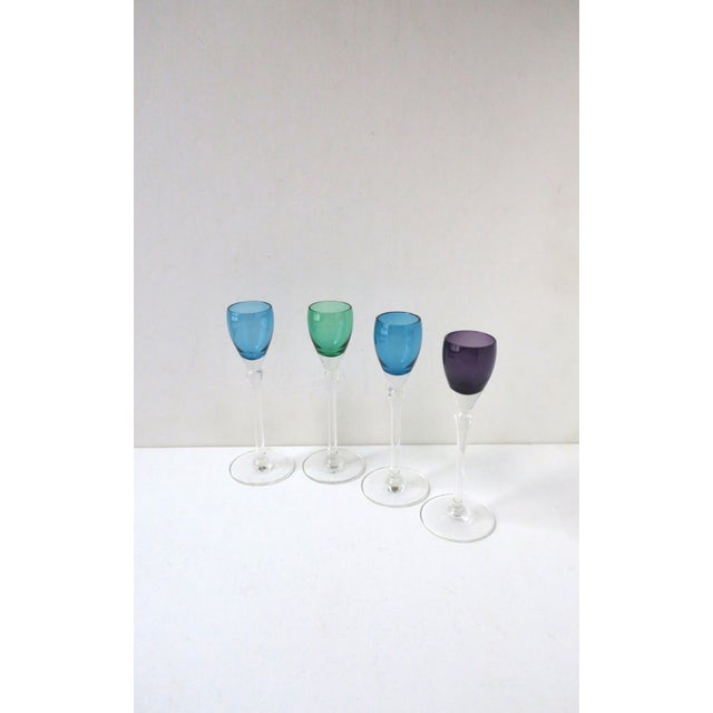 Modern Crystal Aperitif Cordial Glasses, Mid-20th Century, Set of 4 For Sale - Image 3 of 10