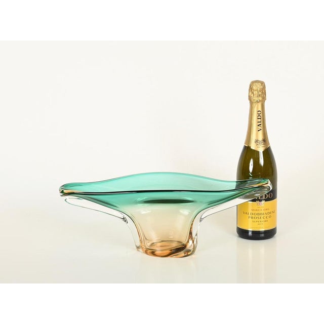 Large Centerpiece in Emerald and Amber Murano Glass attributed to Flavio Poli, Italy, 1960s For Sale - Image 9 of 12