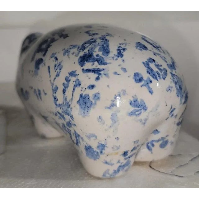 This fun fat pig piggy bank is in sponge ware and is in very good condition.Of course she is hand painted.