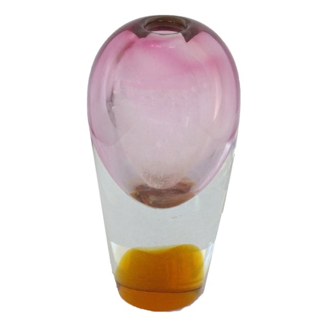 Pink Glass Vase, 1960s For Sale