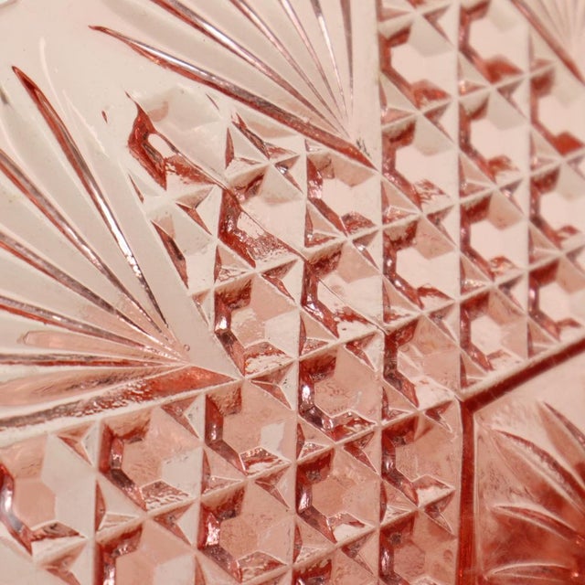 Art Deco Pink Rosaline Glass Cake Plate, 1930s For Sale - Image 11 of 14