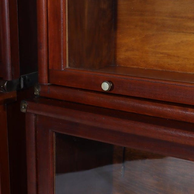 Brown Pr Globe Wernicke Mahogany 6-Stack Step-Back 1-Drawer Barrister Bookcases C1920, 2 Pieces For Sale - Image 8 of 16