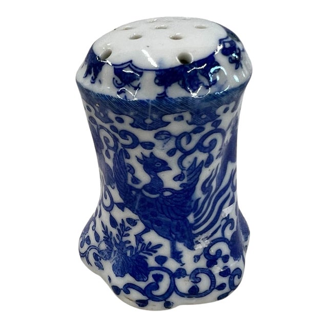 Mid Century Rising Phoenix Blue / White Single Salt or Pepper Shaker, Japan For Sale