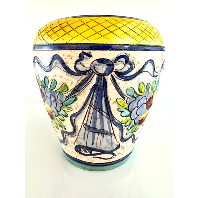Mid Century 1960's Italian Hand Painted Vase For Sale - Image 9 of 11