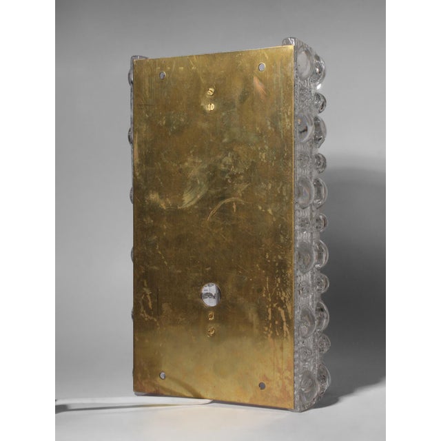 Bubble Crystal Glass and Brass Sconce by Carl Fagerlund for Orrefors, 1960 For Sale - Image 10 of 17