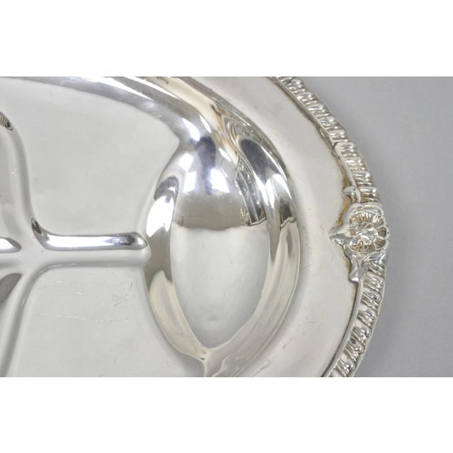 Vintage English Sheffield Silver Plated Meat Cutlery Oval Serving Platter Tray For Sale In Philadelphia - Image 6 of 13