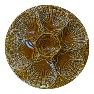 1950 Majolica Oyster Plate For Sale