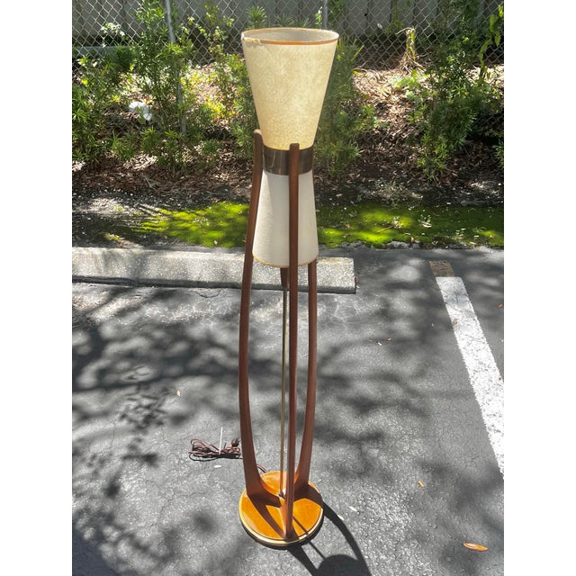 Mid 20th Century Mid Century Modern Modeline ‘Cactus’ Floor Lamp With Carved Wood For Sale In Tampa - Image 6 of 12