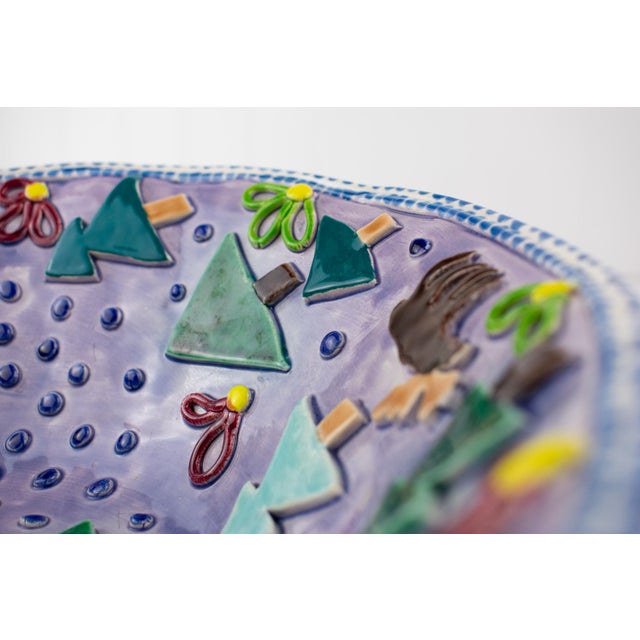 Signed Postmodern Majolica Pottery Bowl - Circa 1990's For Sale - Image 11 of 18
