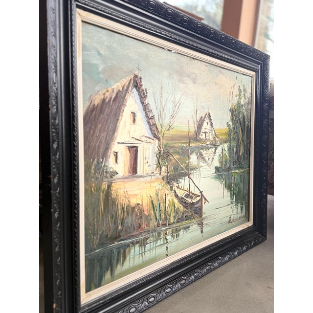 Landscape with Hut oil on Canvas Painting Mediterranean Spanish , Rocamora For Sale - Image 14 of 18