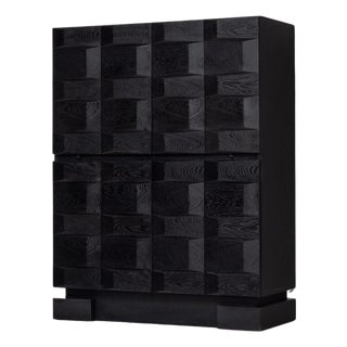 Graphic Bar Cabinet in Black from Maison Aurora, Belgium, 1975 For Sale