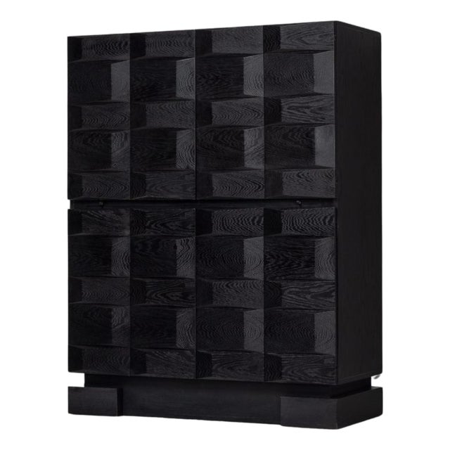 Graphic Bar Cabinet in Black from Maison Aurora, Belgium, 1975 For Sale