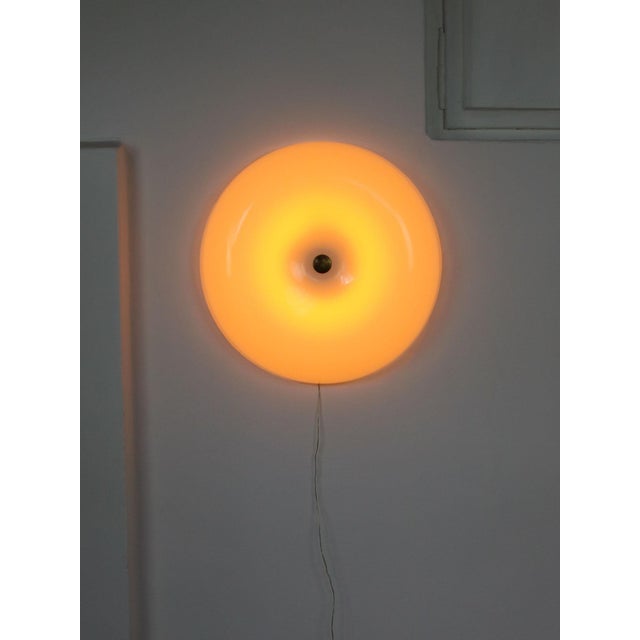 Large Mid-Century Modern Italian Acrylic Glass and Brass Wall Lamp For Sale - Image 10 of 18