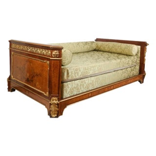 French Louis XVI 19th Century Gilt Bronze and Marquetry Twin Daybed For Sale