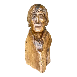 Vintage Boho Hand Carved Sculpture of Man