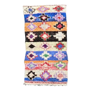Vintage Traditional Fabric Recycled Moroccan Berber Rug For Sale