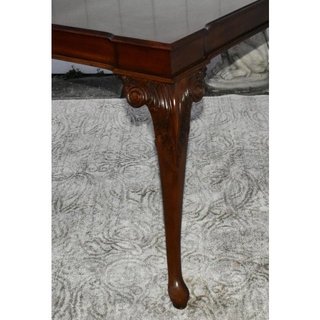 Wood Ethan Allen Burl Mahogany Table Vintage Queen Anne Side Carved Claw Foot For Sale - Image 7 of 12