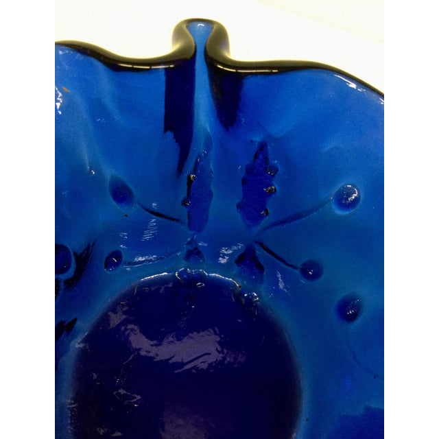 Vintage Cobalt Glass Ruffled Vase For Sale - Image 9 of 10