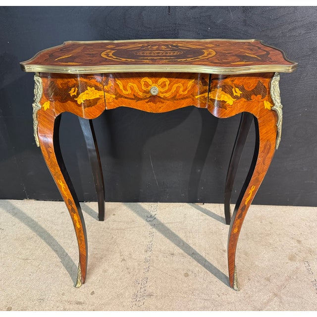 French Marquetry Lamp Table, 1890 For Sale - Image 16 of 16