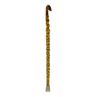 Mid 20th Century Handmade Organic Modern Natural Tropical Palm Wood Walking Cane For Sale