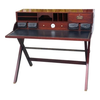 Ralph Lauren Mahogany Campaign Desk W Clock For Sale
